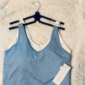 Yogalicious Ribbed Tank Top 2-Pack in Light Blue and White